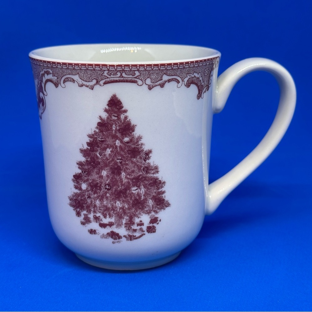 Johnson Bros Old Britain Castles Christmas Tree Coffee Mug Pink Red Discontinued